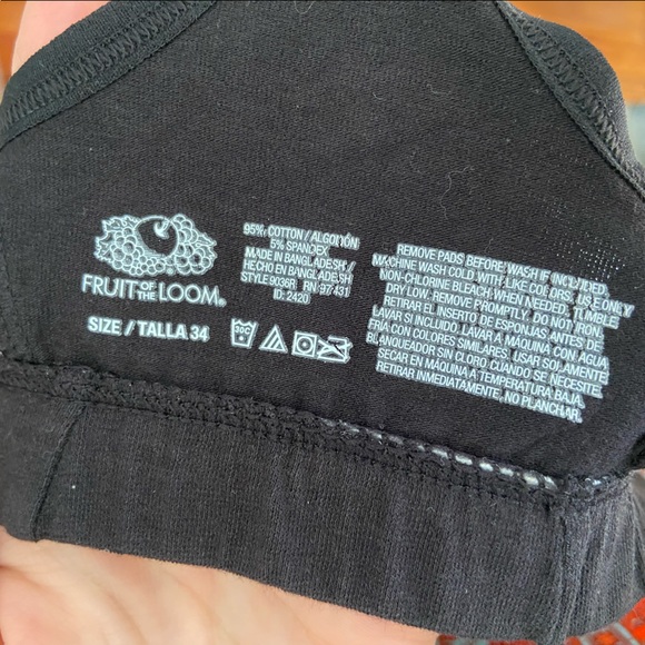 34 Racerback black cotton fruit of the loom bra - Picture 8 of 9